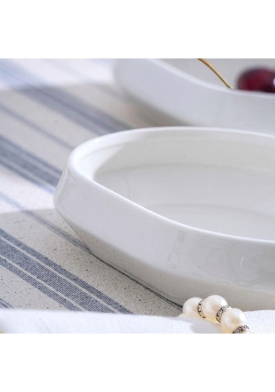 Jea-07401 Rumi 4 Adet Porselen Oval Kayık Sunum Tabak 16 Cm
