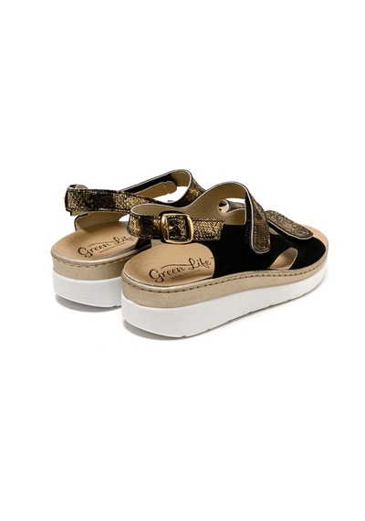 Black Sandalet Kadın 5686 Green Life Stretch Women's Footwear Siyah