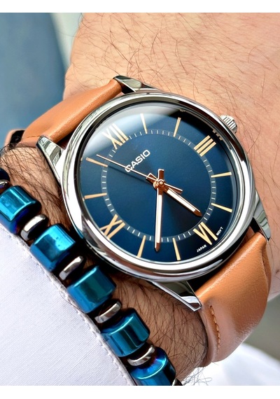 Casio Kahverengi Klasik Model   Deri Kordon Erkek Kol Saati + Bileklik Hediyeli Nda93