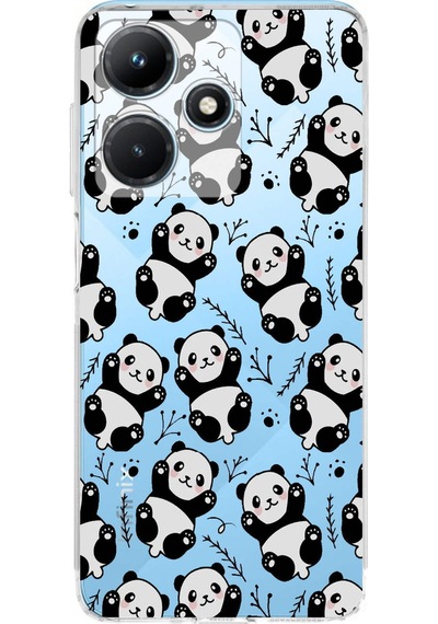 İnfinix Hot 30i Uyumlu Kamera Korumalı Panda Tasarımlı Şeffaf Silikon Kılıf Şeffaf