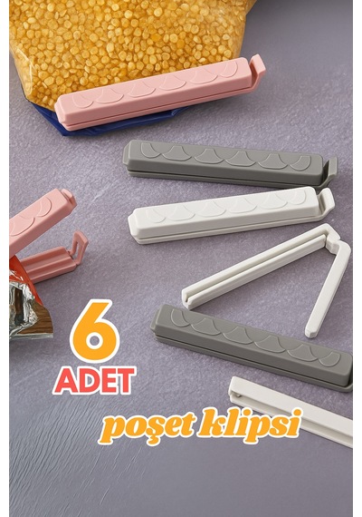 6 Lı Poşet Klipsi Seti Mutfak İçin Dayanıklı Ve Yıkanabilir Paket Kapatma Mandalı Plastik 8 X 26 B Diğer