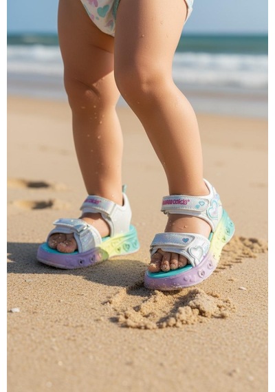 Marco Kids 207 Hafif Kız Çocuk Işıklı Rahat Sandalet Beyaz