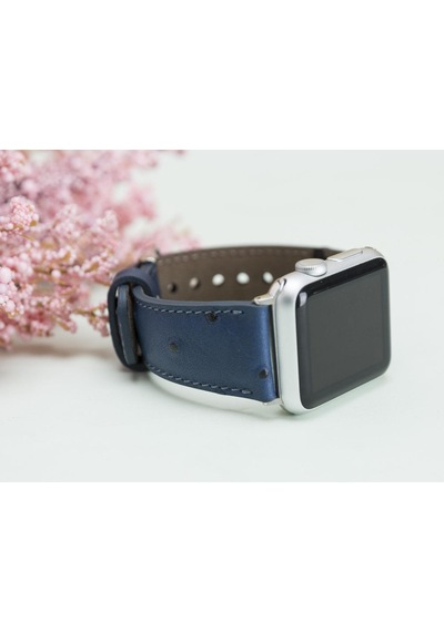 Bloominband Prussian Blue Deri  Apple Watch Uyumlu Kordonu-44/45/46/49mm