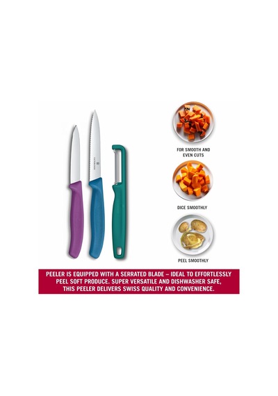 Victorinox 6.7116.33c1 Swiss Classic 3lü Bıçak Ve Soyacak Set, Renkli Diğer