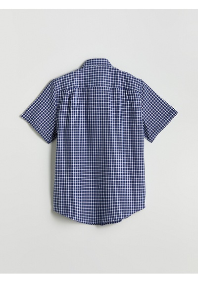 Lcwaıkıkı Classic Lacivert Regular Fit Kısa Kollu Ekose Oxford Erkek Gömlek