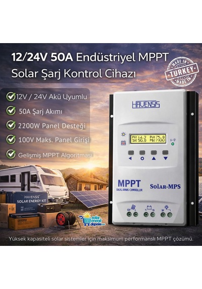 Havanesis Solar-50amps-100 12/24v 50a Mppt Şarj Kontrol Cihazı S50amps100