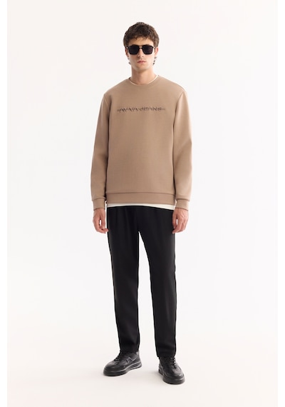 Avva Erkek Vizon Bisiklet Yaka Pamuklu Bi-stretch Baskılı Regular Fit Sweatshirt A52y1210