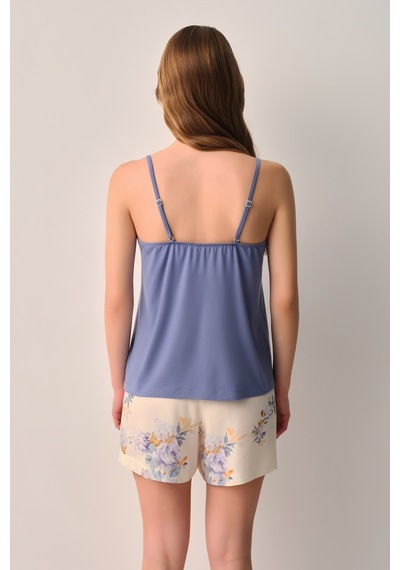 Suwen Lina Atlet Şort Pijama Takımı Sh266096671185 Bej
