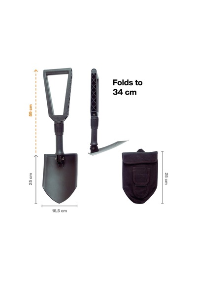 Fiskars Katlanır Kürek, Kampçılar Ve Dağcılar İçin, Kürek Ve Çapa Olarak Da Kullanılabilir, Kanvas Çantalı, Uzunluk Açık Halde : 59 Cm, Sertleştirilmiş Bor Çeliği, Siyah, 1000621