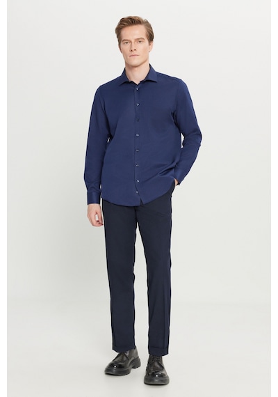 AC&Co / Altınyıldız Classics Erkek Lacı Pamuklu Tailored Slim Fit Dar Kesim Klasik Yaka Armürlü Cepli Gömlek Lacı