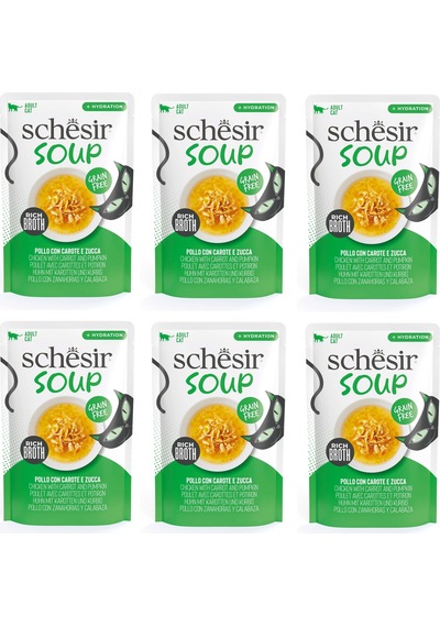 Schesir Soup Tavuklu Ve Balkabaklı Yetişkin Kedi Çorbası Pouch 40 Gr. X 6 Adet