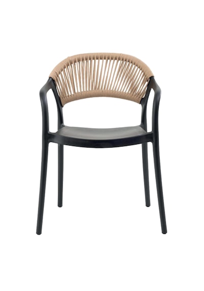 Sole Rattan İpli Balkon Ve Kafe Sandalyesi 2'li Set Bahçe Sandalyesi Siyah