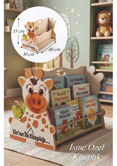 İsme Özel İlk Kitaplığım Çift Taraflı Montessori Kitaplık Çok Renkli