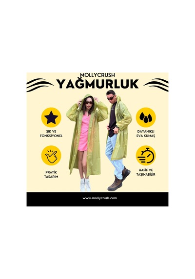 Mollycrush Unisex Su Rüzgar Geçirmez Katlanabilir Kapüşonlu Çıtçıt Düğmeli Eva Sarı Yağmurluk Sarı Mollycrush Unisex Su Rüzgar Geçirmez Katlanabilir Kapüşonlu Çıtçıt Düğmeli Eva Sarı Yağmurluk Sarı