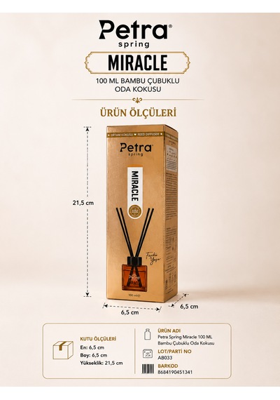Miracle 100 Ml Bambu Çubuklu Oda Kokusu Ortam Kokusu Premium Reed Diffuser Ev, Ofis, Salon / Banyo Kokusu Hilton Kokusu