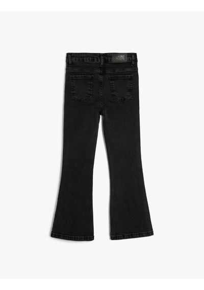 Koton Dar Kesim İspanyol Paça Kot Pantolon -flare Jean Siyah 5wkg40045ad Siyah