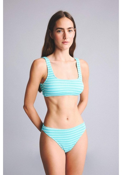 Defacto Regular Fıt Kırışık Dokulu Turkuaz Bikini Üstü G3999ax26smtr111 Turkuaz-tr111