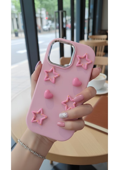 Apple iPhone 11 Uyumlu 3d Kabartmalı Yıldız Ve Kalp Figürlü Lansman Silikon Kılıf