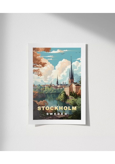 Çerçevesiz Poster Stockholm Şehir Manzarası