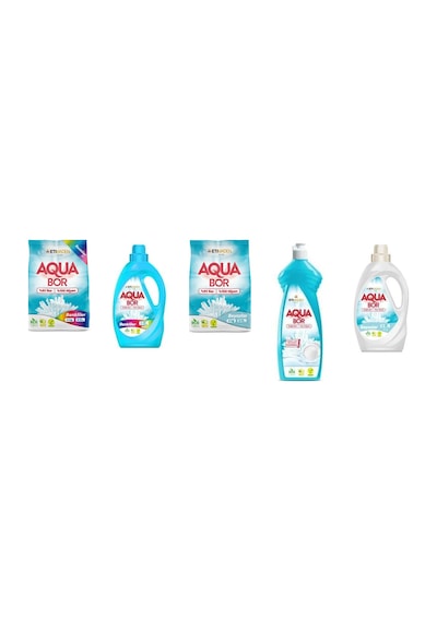 Aquabor Doğal Mineralli 4 Kg Renkliler + Sıvı Renkliler + 4 Kg Beyaz + Elde Bulaşık + Sıvı Beyaz 5 Li Set 0.75 LT - 2.5 LT - 12 KG