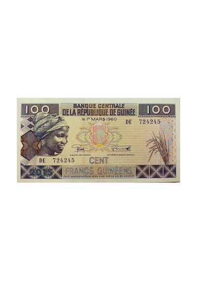 Yeni Gine 100 Cent Francs Yabancı Kağıt Para Çil Unc Koleksiyon Para
