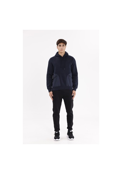 Rowinger Rahat Kalıp Yumuşak İç Yüzeyli Kordonlu Kapüşonlu Sweatshirt Blue