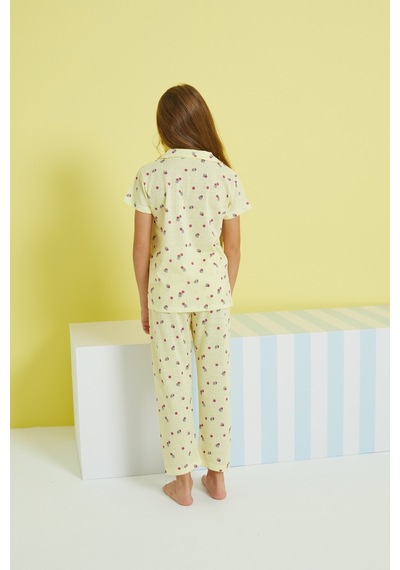 Siyah İnci Örme Düğmeli Pijama Takım 24108020 Çok Renkli