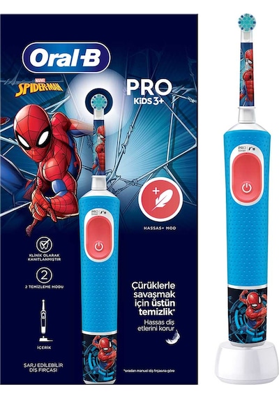 ORAL B Vitality Pro Spiderman Özel Seri Çocuklar İçin Şarj Edilebilir Diş Fırçası D103