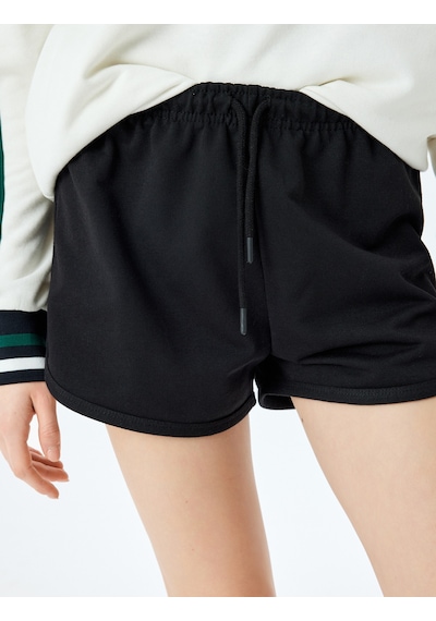 Koton Beli Bağcıklı Oversize Mini Şort Siyah 5sal40034ık Siyah