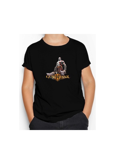 Zepplin Giyim God of War Kratos Siluet Logo Siyah Çocuk Tişört Siyah