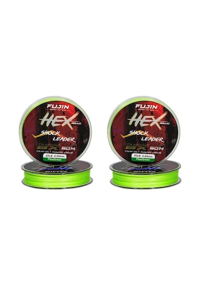 Fujin Hex Braid 8x 50mt Fluo Green Pe İp Shock Leader 0.26mm