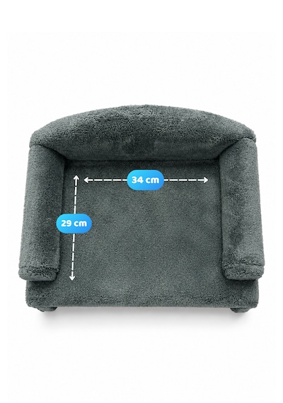 Reyo Pet Peluş Kedi Koltuğu, Kedi Kanepesi, Kedi Yatağı, Evcil Hayvan Dinlenme Koltuğu, Rahat Kedi Sofa Yatağı, 45x33x25 Cm Adaçayı Gri