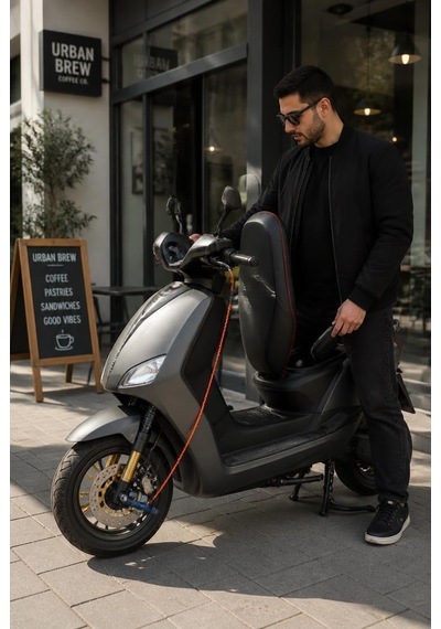 Busstier Motosiklet Ve Scooter Disk Kilidi Seti, Disk Fren Kilidi, Fosforlu Hatırlatma Kablosu