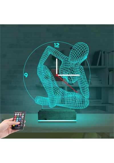 Luvivia Minimalist Kadın Heykel Saatli 3d Lamba - Masa Gece Lambası Şeffaf