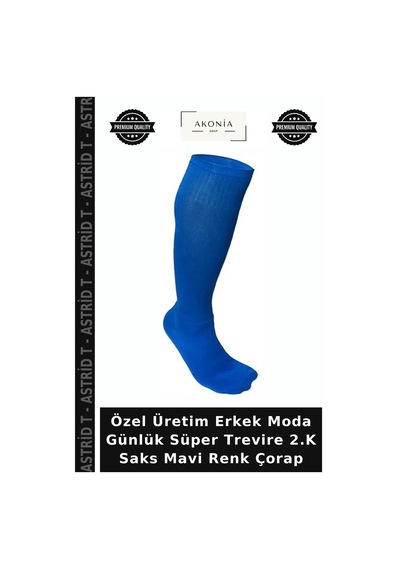 Astrid T Özel Üretim Erkek Moda Günlük Süper Trevire 2.k Saks Mavi Renk Çorap