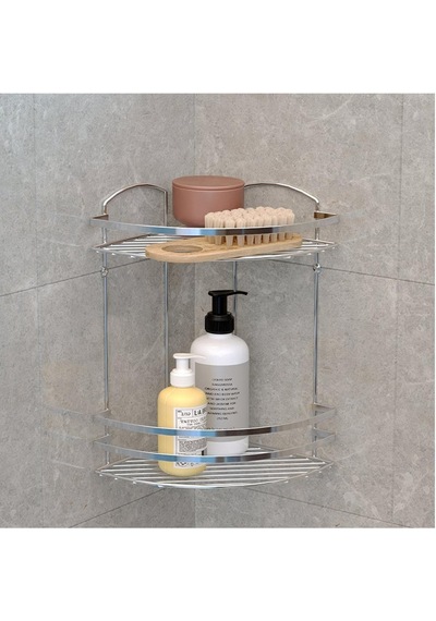 Tekno Tel Lm-008 2 Katlı Köşelik Banyo Rafı Şampuanlık Krom