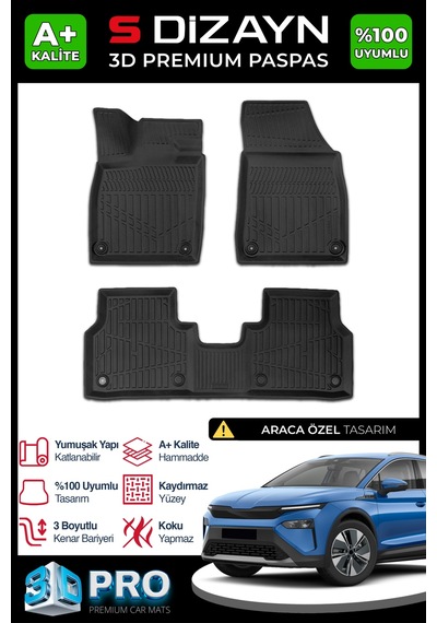 S-dizayn Skoda Elroq 3d Pro Havuzlu Paspas 2024 Üzeri A+ Kalite