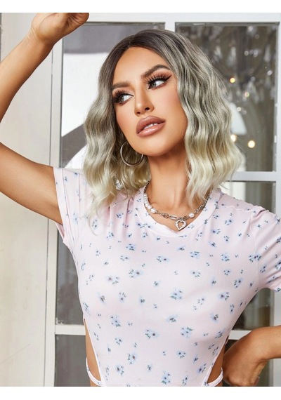Kahverengi / Beyaz Platin Ombreli Küt Tül Peruk