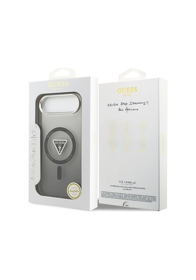 Apple Uyumlu iPhone 17 Air Kılıf Guess Lisanslı M-safeli Iml Baskılı Üçgen Logolu Metal Kamera Çerçeveli Siyah Siyah