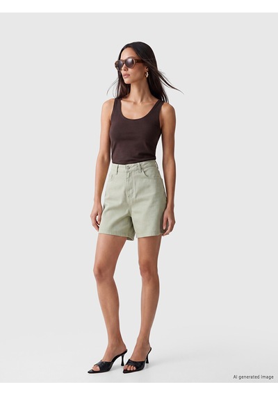 Lcwaıkıkı Classic Yeşil Yüksek Bel Bermuda Fit Kadın Jean Şort