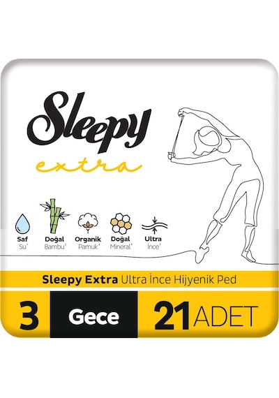 Sleepy Extra Ultra İnce Hijyenik Ped Gece 21 Adet Ped