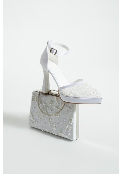 Dabab Shoes Pearly Beyaz Ayakkabı Çanta Kombin Platformlu 11cm Topuklu İncili Bantlı Abiye Ayakkabı Çanta Seti Beyaz Kombin Dabab Shoes Pearly Beyaz Ayakkabı Çanta Kombin Platformlu 11cm Topuklu İncili Bantlı Abiye Ayakkabı Çanta Seti Beyaz Kombin