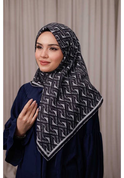 Mimiyum D S Model Soft Eşarp Siyah Gri Çok Renkli