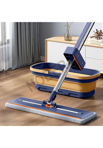 Nobera Mop Ve Kova Seti Tekerlekli, Katlanabilir, Dar Alanlara Uygun +1 Yedek Bezli Kendinden Sıkmalı