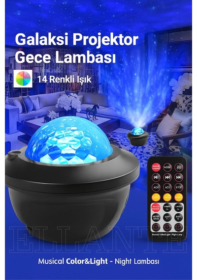 Yıldızlı Gökyüzü Gece Lambası Aurora Starlight Samsung Galaxy Uyumlu  Uyumlu Led Projektör Disko Işığı - Hoparlör