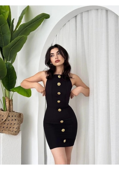 Modayakamoz Eyesof Katalina Gül Düğmeli Elbise Çok renkli