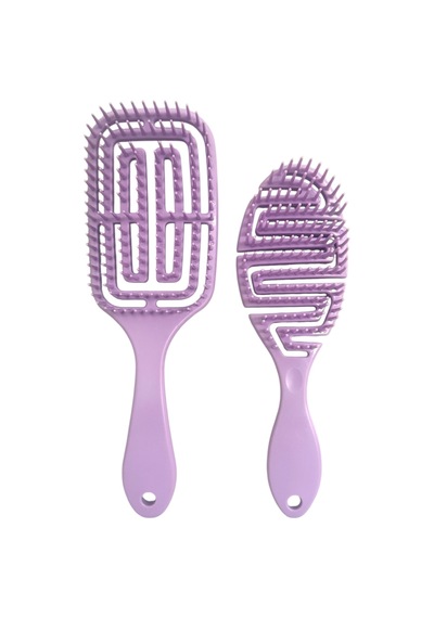Croc Saç Fırçası Seti 2li Mor - Saç Açıcı Fırça, 3d Detangler Brush - Tarak Hediyeli