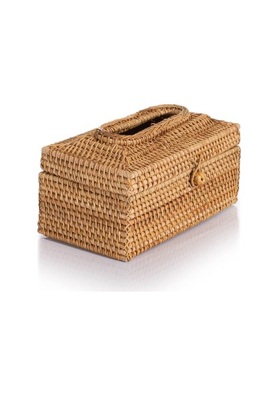 Meander Rattan El Yapımı Dikdörtgen Büyük Boy Peçetelik 23x12x11c Naturel