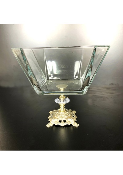 Elta Collection Metal Ayaklı Gümüş Detaylı Büyük Boy Salata Kasesi gümüş