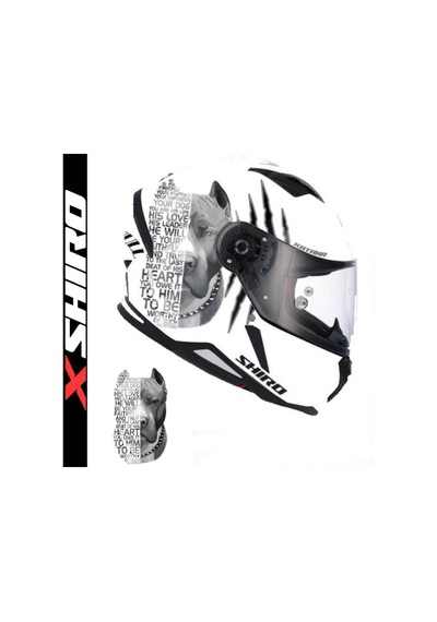 Shiro Hunter Pitbull Kapalı Kask Siyah - Beyaz